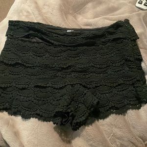 Black crochet shorts